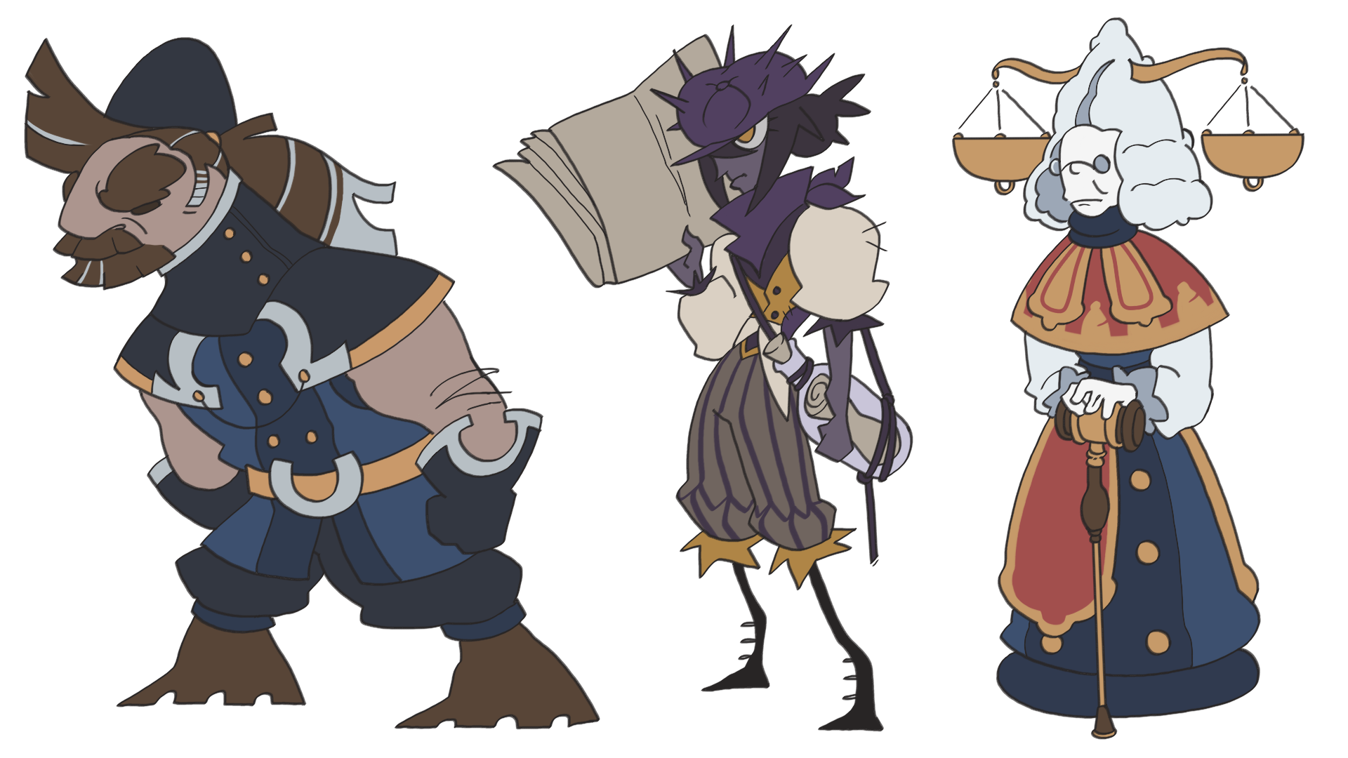 Three NPCs: Inspector Knight, the street urchin and Judge Bishop.